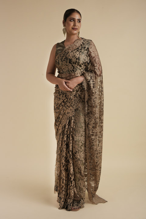 Copper Lace Saree