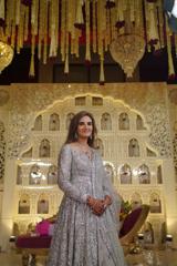 Silver Bridal Lehenga With Sweetheart Neckline1