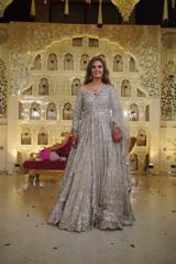 Silver Bridal Lehenga With Sweetheart Neckline2