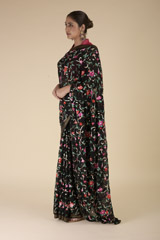 Black Floral Saree_DTR2203