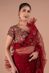Maroon Ruffle SareeDSC07982