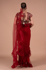Maroon Ruffle SareeDSC07983