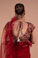 Maroon Ruffle SareeDSC07984