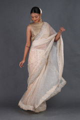 Nude Silk Gauze Saree