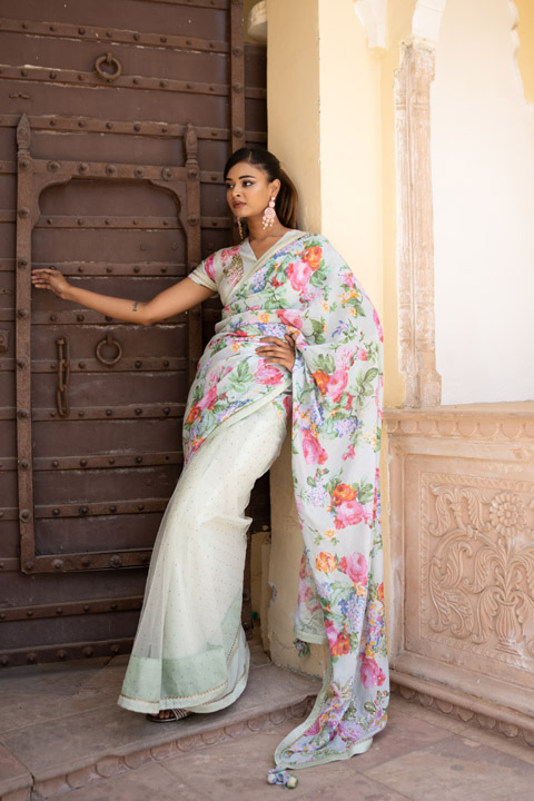Mint Crepe Saree Blouse