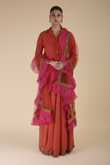 Red Crushed Shirt Lehenga Set748_video