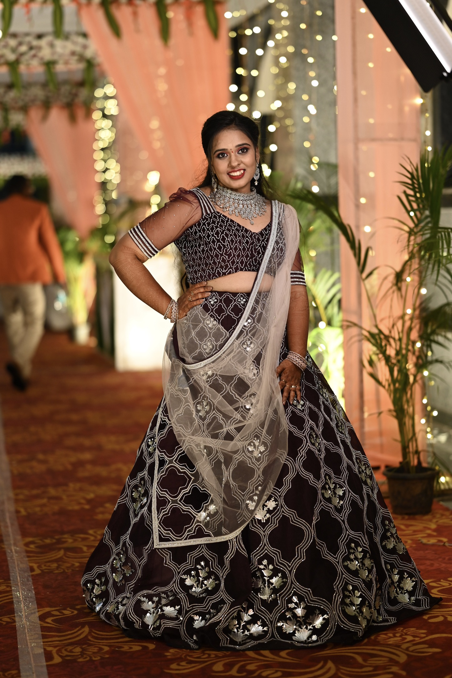 Dark Purple Embellished Lehenga