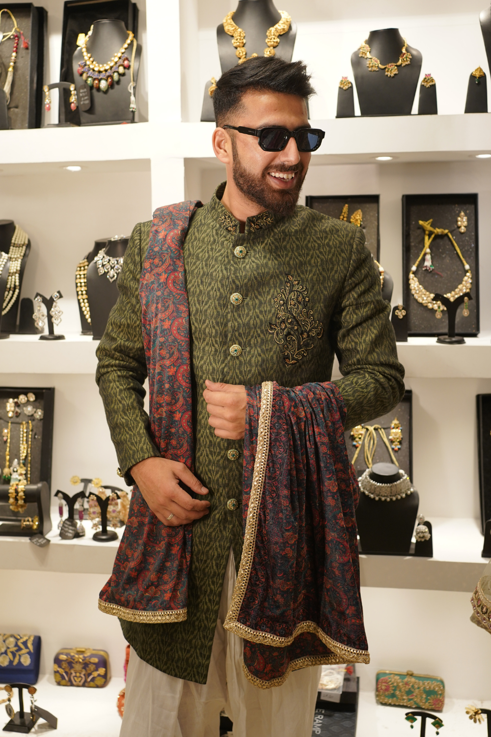 Olive Green Indo- Western Set2