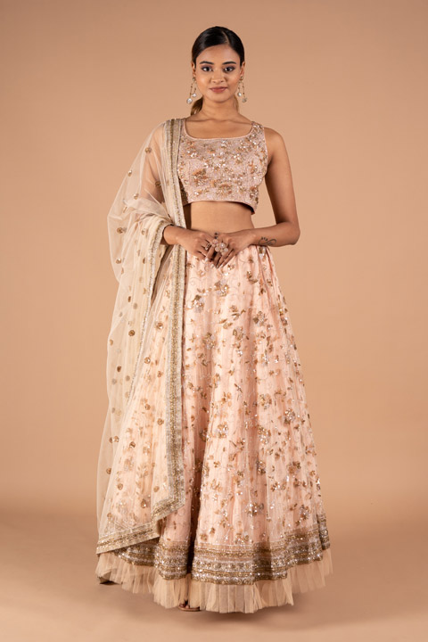 Shimmer Sequins Pastel Lehenga