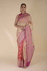 Cream Banarasi Silk Saree_DTR2053