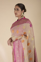 Cream Banarasi Silk Saree_DTR2057