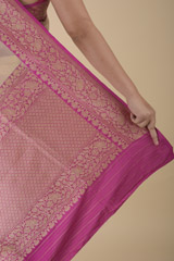 Cream Banarasi Silk Saree_DTR2058