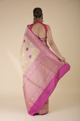 Cream Banarasi Silk Saree_DTR2059
