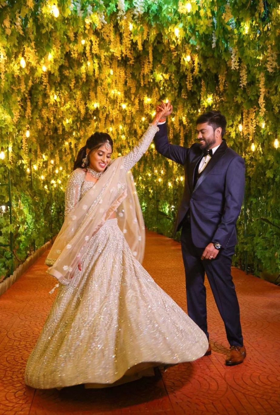 Champagne Crystal Cascade Lehenga Set2