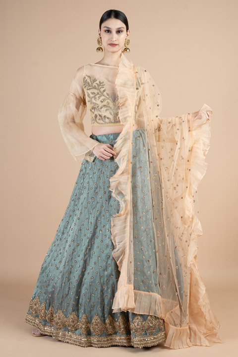 Buff Buti Border Lehenga