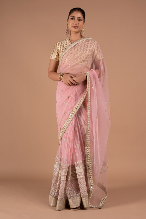Embellished Pink Saree