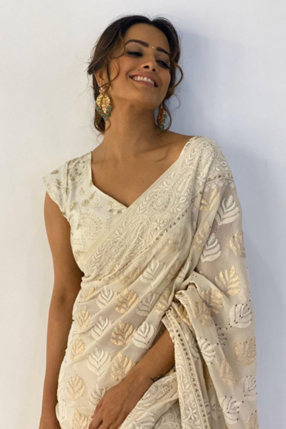 Chikankari And Badla Work Saree