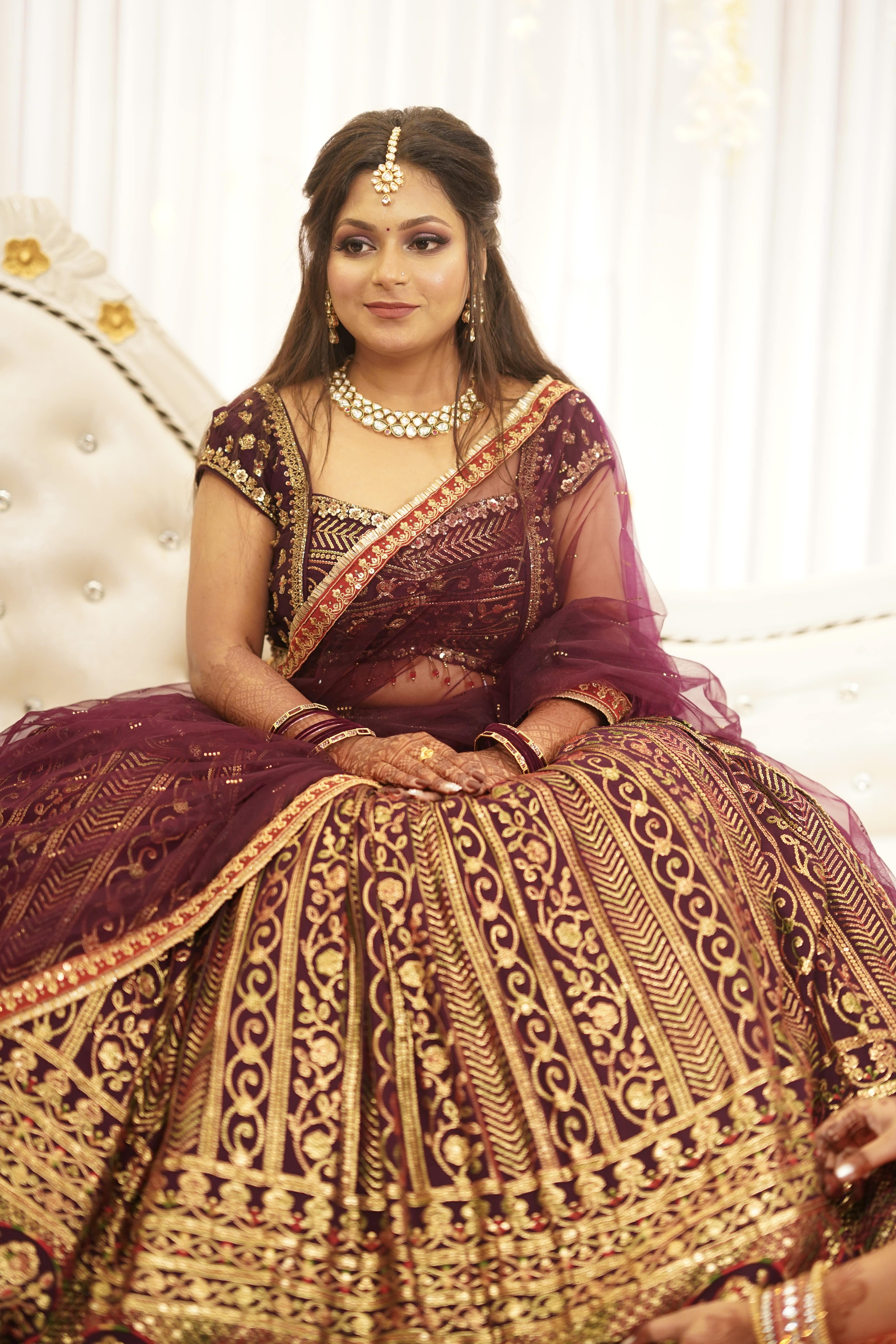 Wine Brocade Lehenga