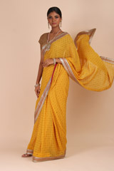 Yellow Embroidered Saree