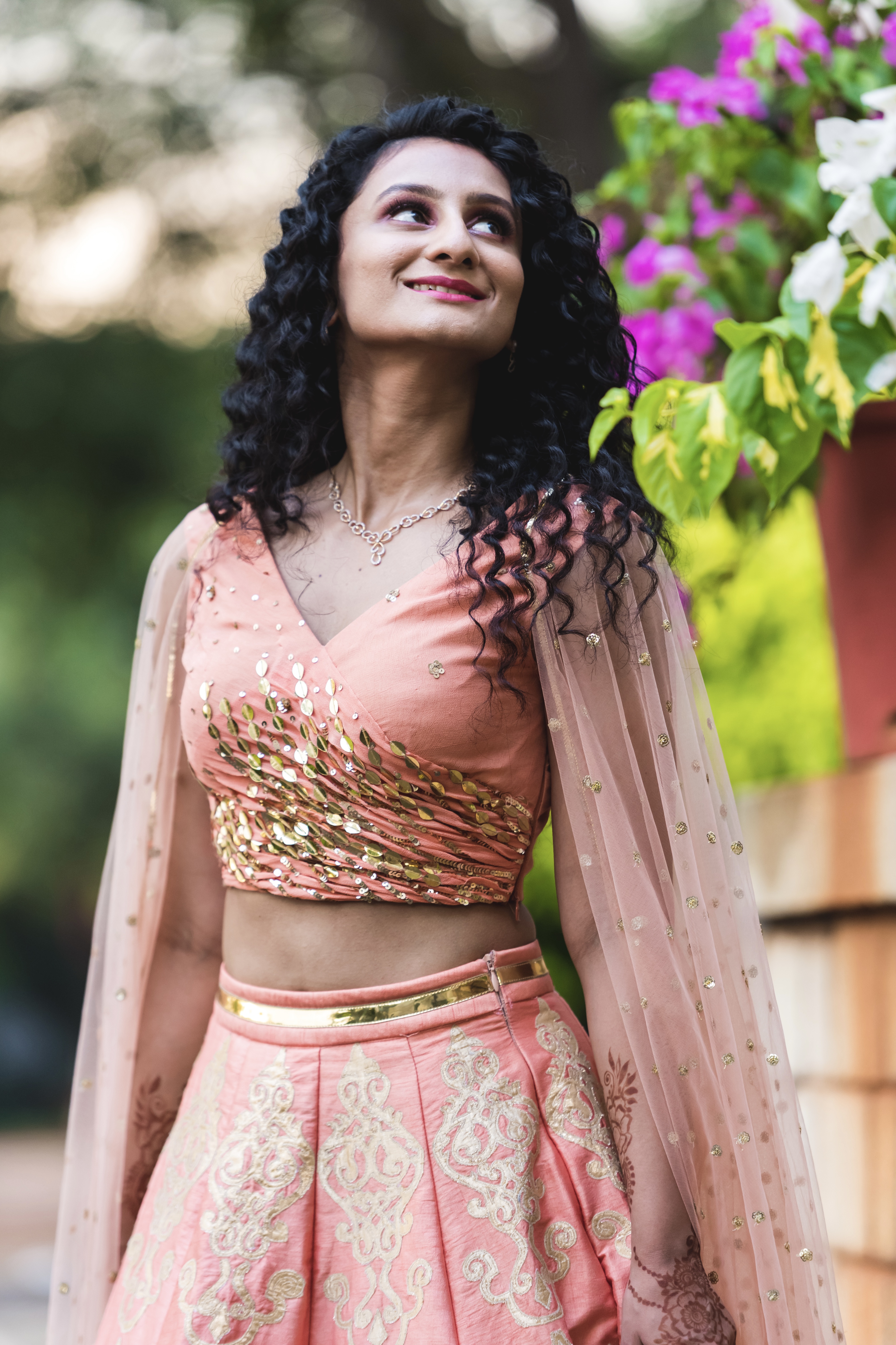 Peach And Coral Lehenga With Embellished Work5