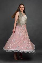 Pink Embroidered Top Bottom Set