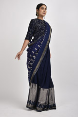 Blue Jamdani Saree Blouse Set_DSC3103