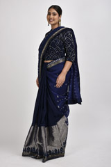 Blue Jamdani Saree Blouse Set_DSC3106