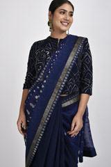 Blue Jamdani Saree Blouse Set_DSC3110