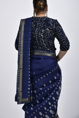 Blue Jamdani Saree Blouse Set_DSC3122