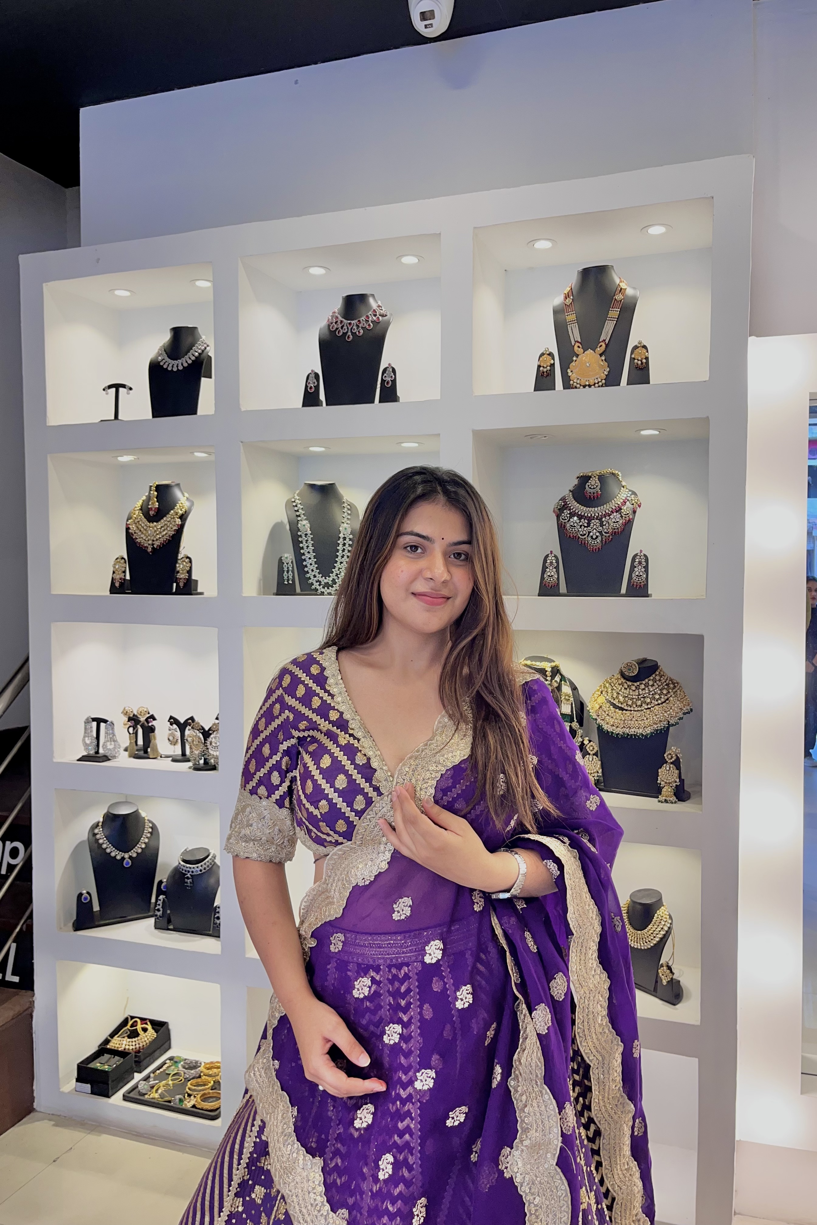 Purple And Gold Banarasi Lehenga Set7