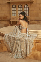 Blue Embroided Crop Top Set1