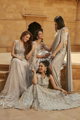 Blue Embroided Crop Top Set3