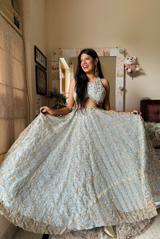 Blue Embroided Crop Top Set6