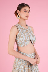 Blue Embroided Crop Top SetDSC05778