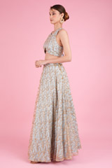 Blue Embroided Crop Top SetDSC05779