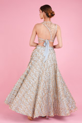 Blue Embroided Crop Top SetDSC05780