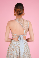 Blue Embroided Crop Top SetDSC05782