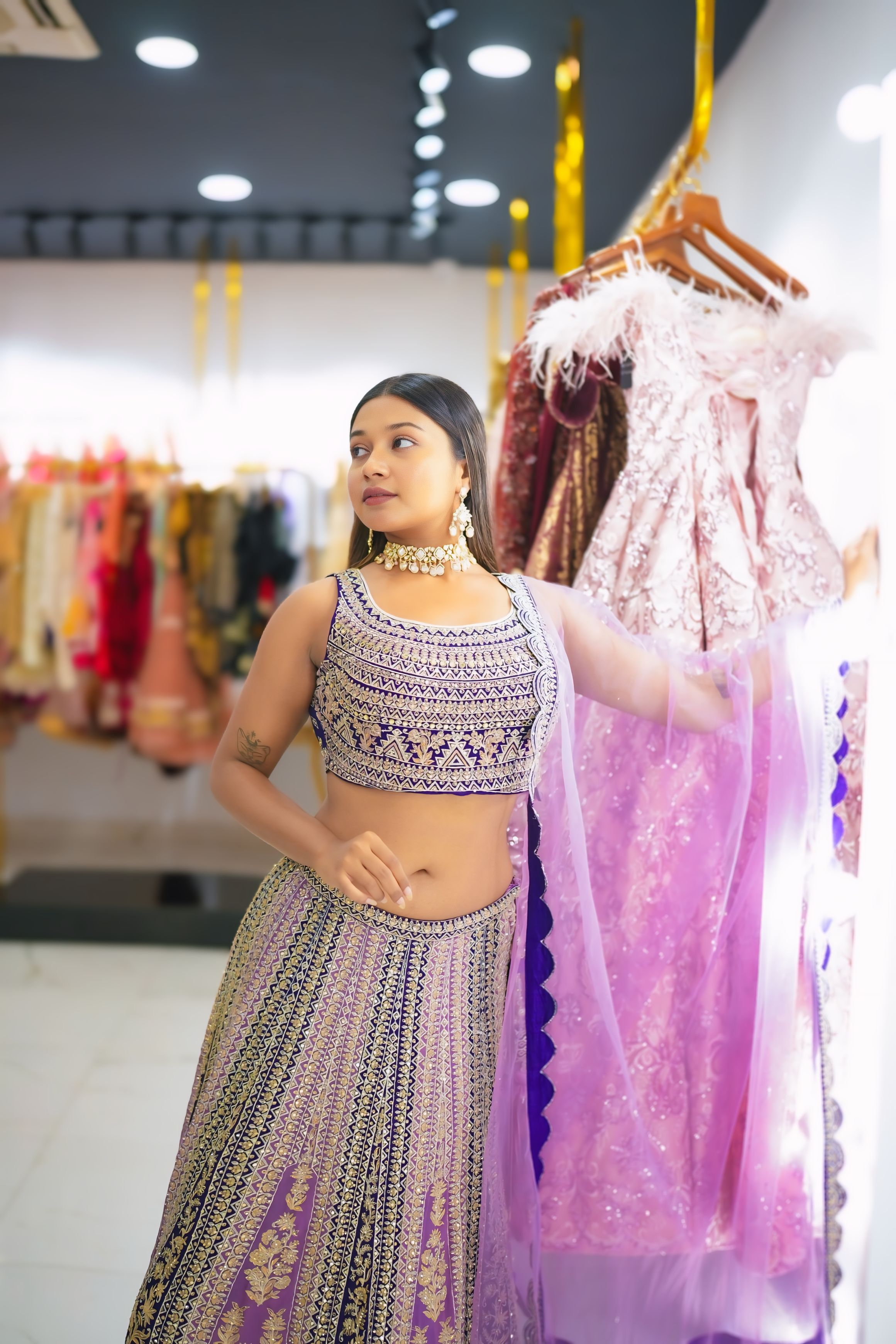 Purple And Violet Shade Lehenga Set