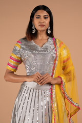Silver Lehenga with Mustard DupattaDSC08904