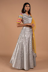Silver Lehenga with Mustard DupattaDSC08909