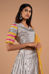 Silver Lehenga with Mustard DupattaDSC08910