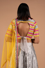 Silver Lehenga with Mustard DupattaDSC08914