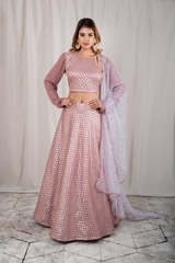 Modest Mauve Panel Lehenga