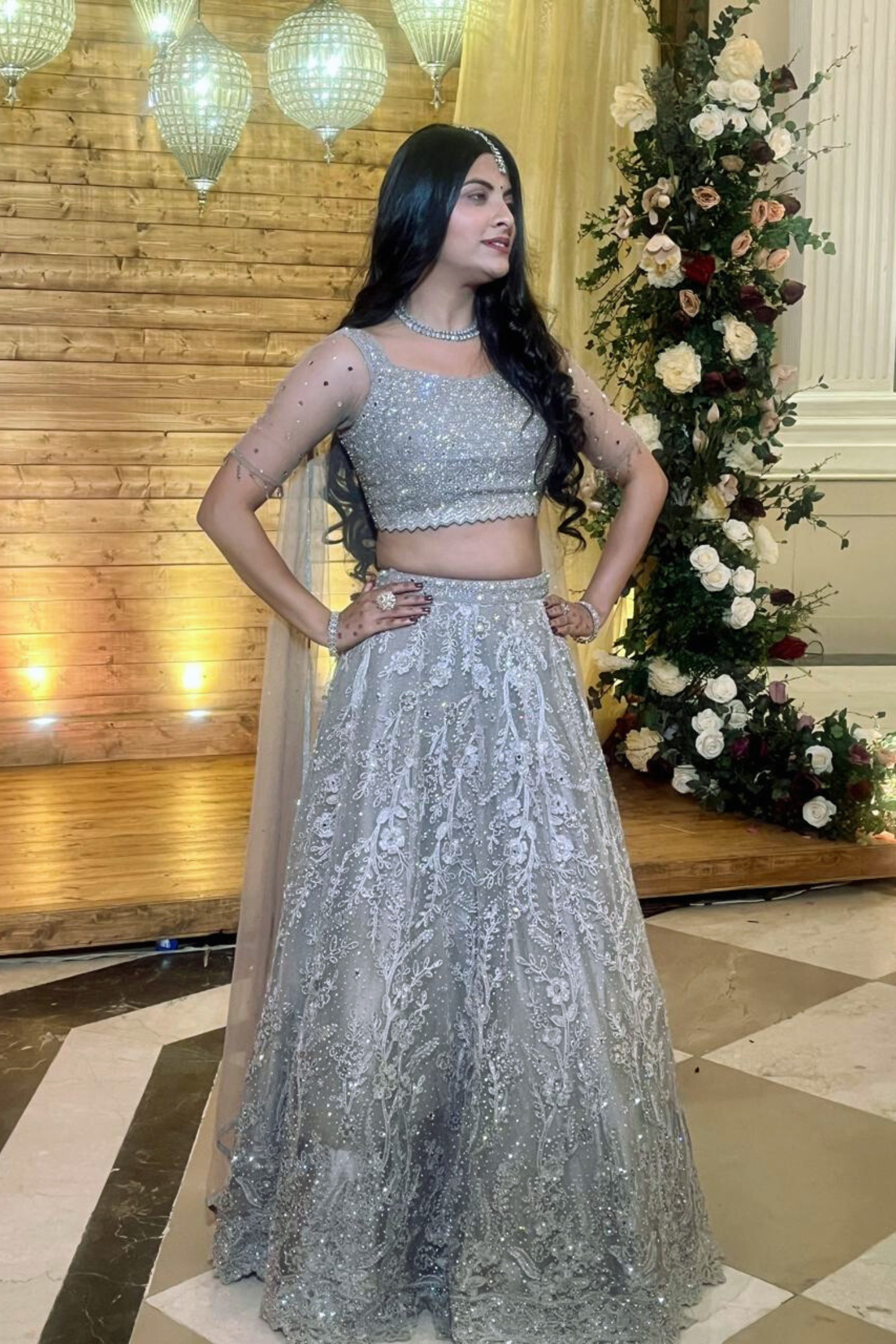Grey Tulle Embellished Lehenga4