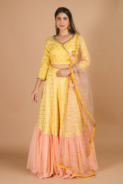 Yellow & Peach Lehenga