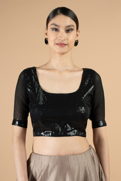 Black Sequin Saree Blouse