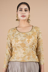 Gold Long Sleeve Saree BlouseDSC09596