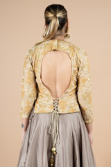 Gold Long Sleeve Saree BlouseDSC09599