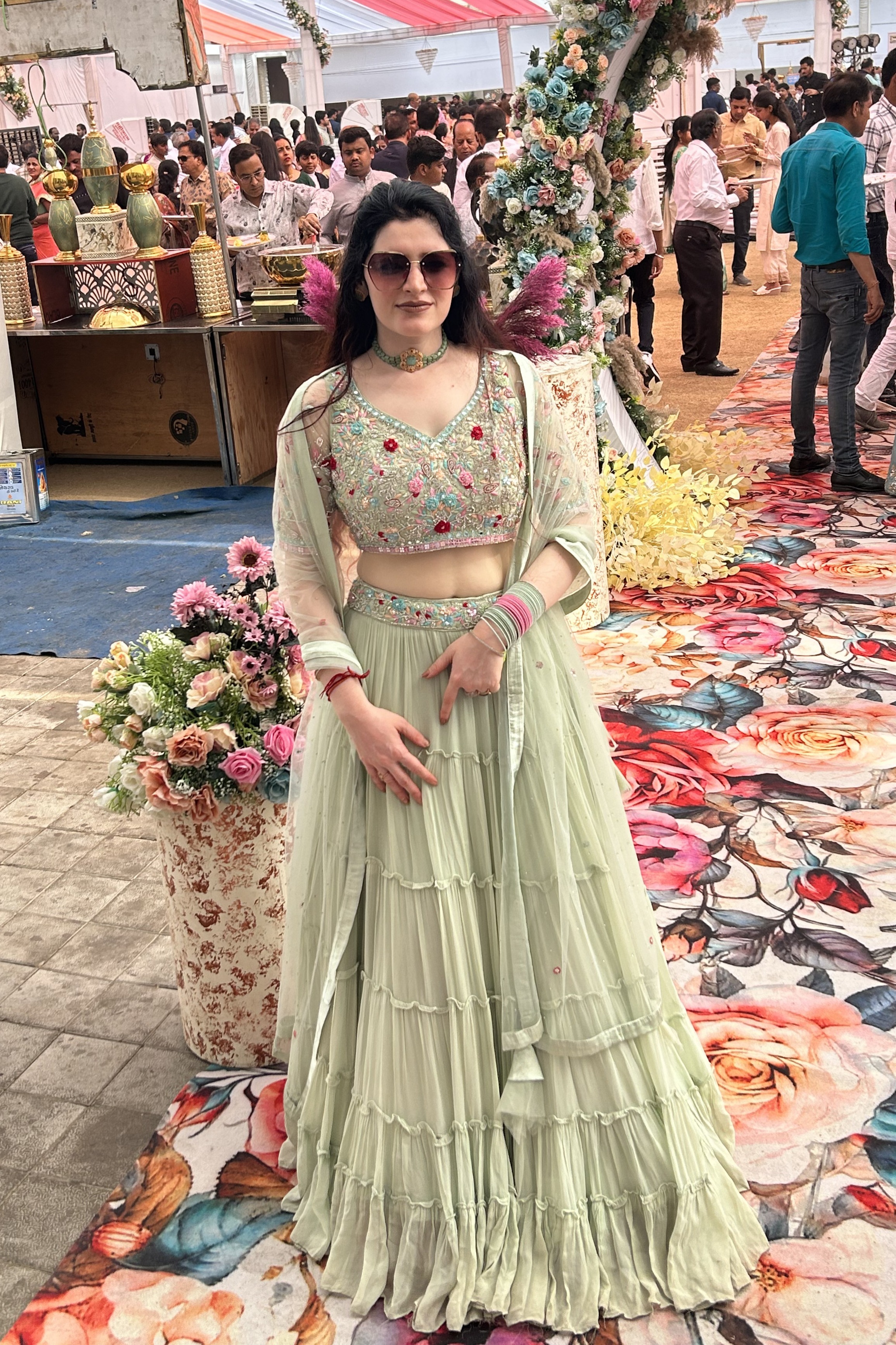 Ivory Blossom Tiered Lehenga Set