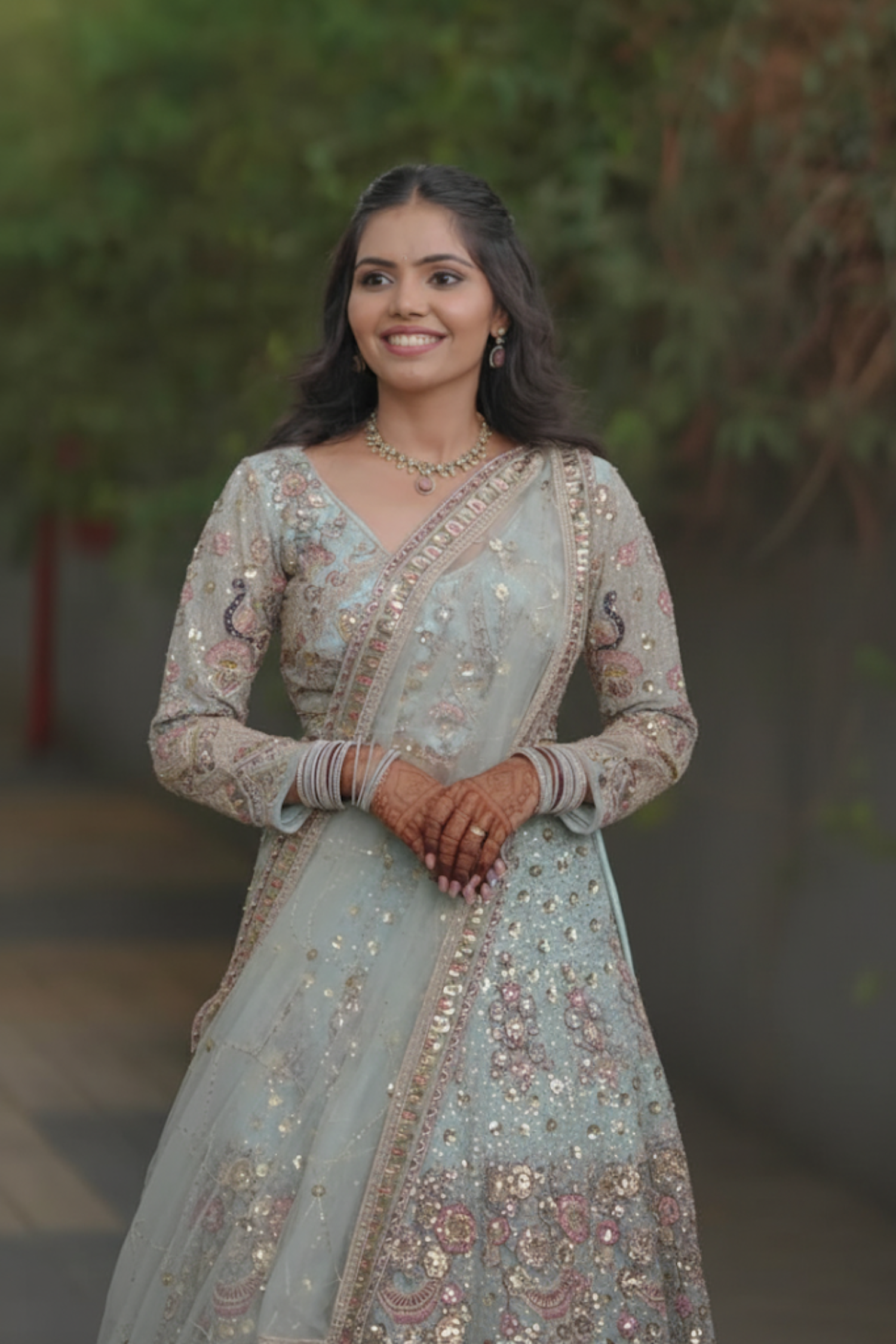 Sky Blue Lehenga With Sequin Work Embellishment1